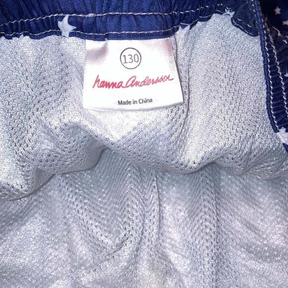 Hanna Andersson swim trunk and tee red white blue stripes and stars size 130 6/7 - Picture 5 of 11